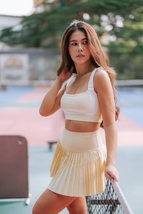 Hera Cloud Ruched Butter Lemon Sports Bra